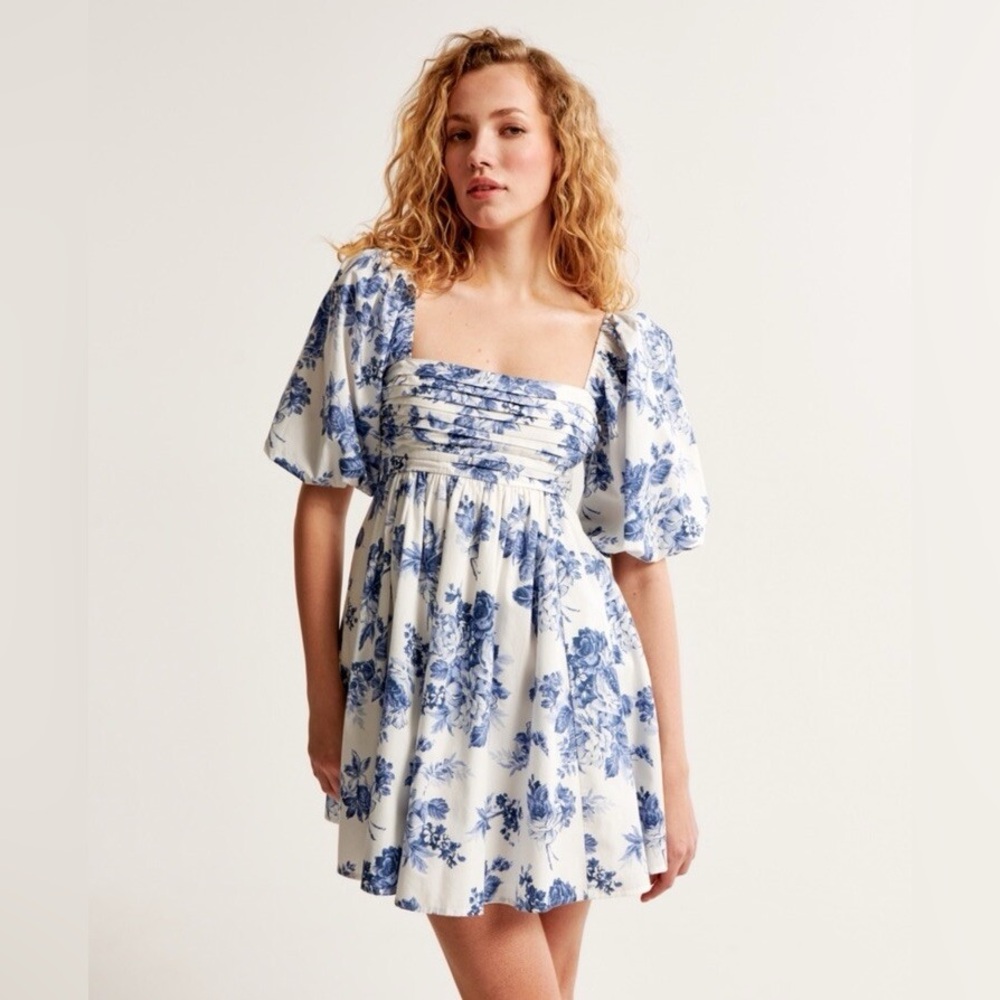 Abercrombie Emerson Poplin Puff Sleeve Mini Dress